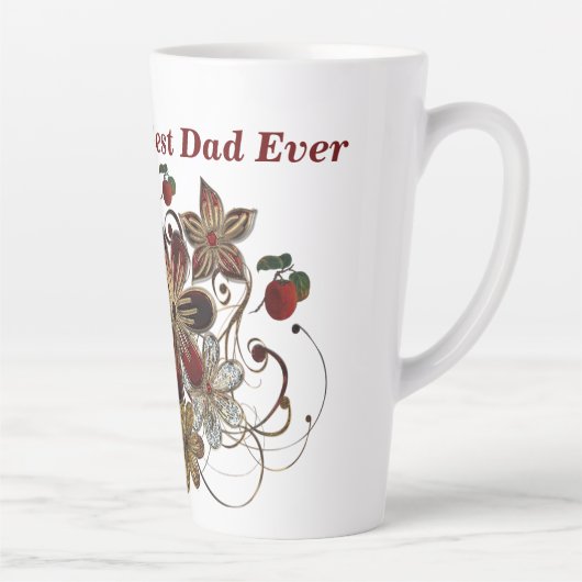 Beste PAPA ooit Rode Bloemen Shining Vaderdag Latte Mok (Rechts)