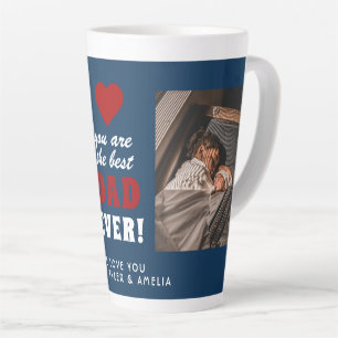 Beste Papa Ooit Rode Hart Blauw 2 Foto Latte Mok