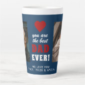 Beste Papa Ooit Rode Hart Blauw 2 Foto Latte Mok (Voorkant)