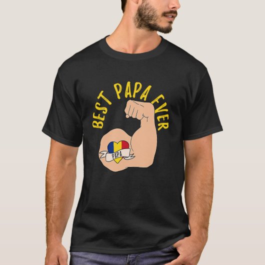 Beste Papa Ooit Roemeense Vader Vaderdag T-shirt (Voorkant)