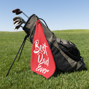 'Beste Papa Ooit' Rood Witte Typografie Hartelijk Golfhanddoek