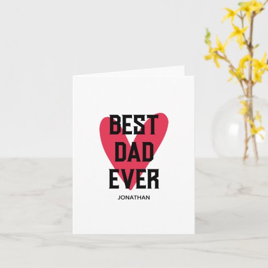 Beste Papa Ooit Roze Hart Vaderdag Kaart (Gele Bloem)