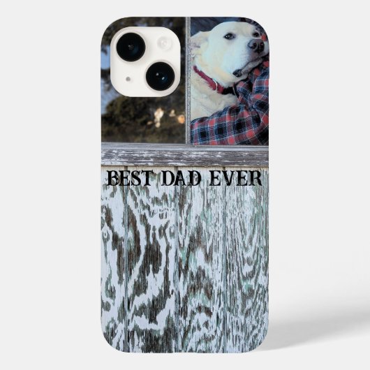 Beste papa ooit Rustic Distressed Wood Foto toevoe Case-Mate iPhone Case (Achterkant)