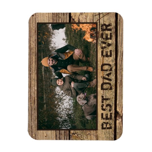 BESTE PAPA OOIT Rustiek Hout Foto Magneet (Verticaal)