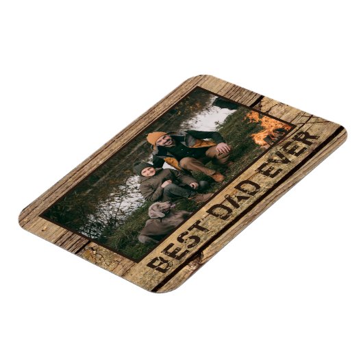 BESTE PAPA OOIT Rustiek Hout Foto Magneet (Linkerzijde)