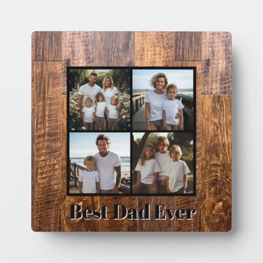 Beste papa ooit rustieke donkere houtnerf papa fotoplaat (Voorkant)