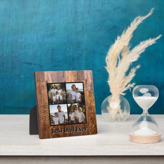 Beste papa ooit rustieke donkere houtnerf papa fotoplaat (Insitu)