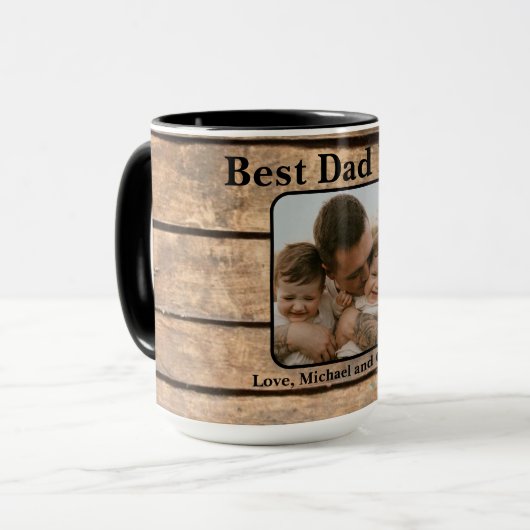 Beste papa ooit rustieke verontruste schuur hout p mok (Voorkant links)