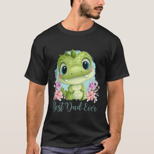 Beste papa ooit schattig groene dinosaurus thema t-shirt (Voorkant)