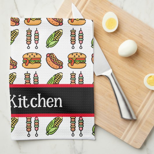 Beste papa ooit Schattige barbecuefoods Theedoek (Quarter Fold)