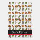 Beste papa ooit Schattige barbecuefoods Theedoek (Verticaal)