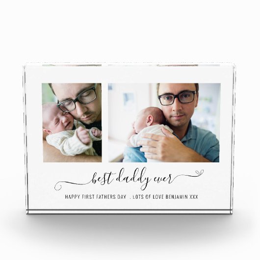 Beste papa ooit script 2 Foto's 1st Fathers Day (Voorkant)