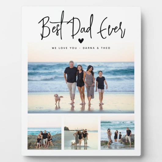 Beste papa ooit script 4x fotocollage fotoplaat (Voorkant)