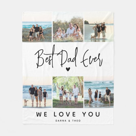 Beste papa ooit script fotocollage fleece deken (Voorkant)