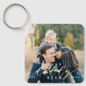 Beste papa ooit script Vaderdag foto Keepsake Sleutelhanger (Voorkant)