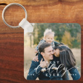 Beste papa ooit script Vaderdag foto Keepsake Sleutelhanger (Voorkant)
