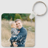 Beste papa ooit script Vaderdag foto Keepsake Sleutelhanger (Achterkant)