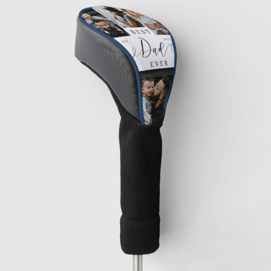 Beste papa ooit script Vaderdag fotocollage Golfheadcover (Schuin)