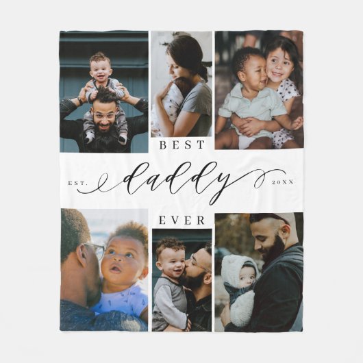 Beste papa ooit script vaders dag fotocollage fleece deken (Voorkant)