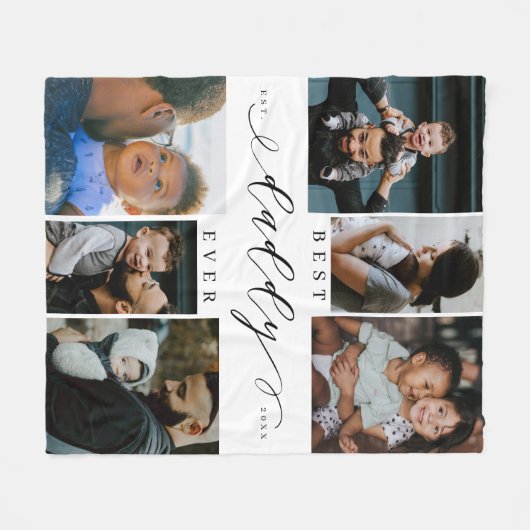 Beste papa ooit script vaders dag fotocollage fleece deken (Voorkant (Horizontaal))