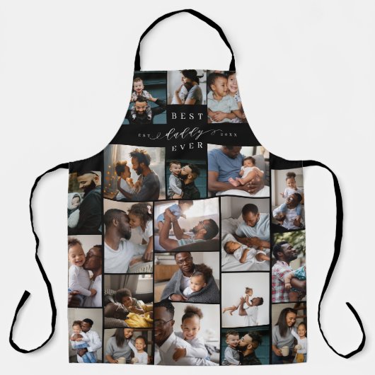 Beste papa ooit script vaders dag fotocollage schort (Voorkant)