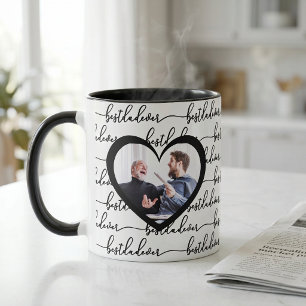 Beste Papa Ooit Script Zwart Wit Foto Mok