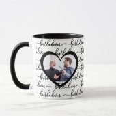 Beste Papa Ooit Script Zwart Wit Foto Mok (Links)