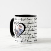 Beste Papa Ooit Script Zwart Wit Foto Mok (Voorkant links)
