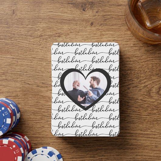 Beste Papa Ooit Script Zwart Wit Foto Pokerkaarten