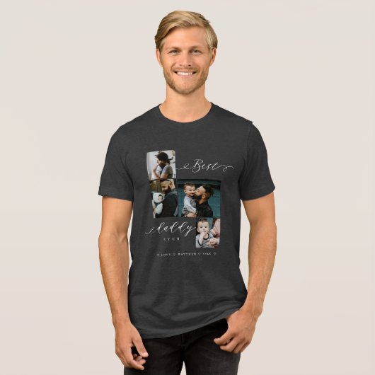 Beste papa ooit scriptserie Foto toetsenbord Black Tri-Blend Shirt (Voorkant volledig)