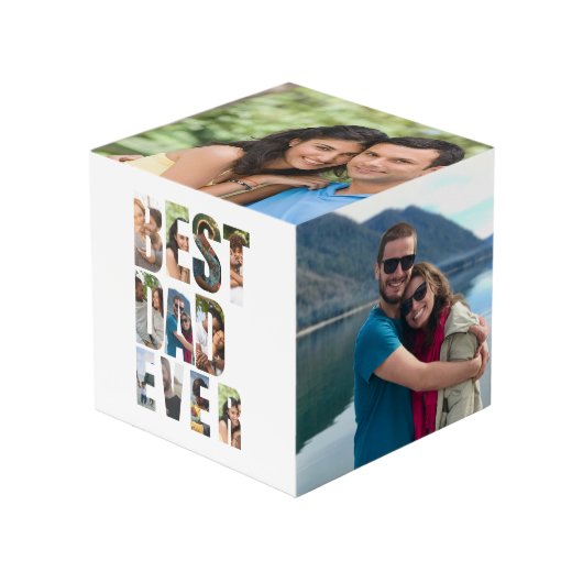 Beste papa ooit | Sjabloon voor fotocollage Kubus (Voorkant hoekig)