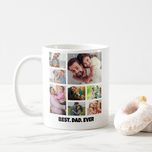 Beste Papa Ooit – Sjabloon voor fotocollage met 8 Koffiemok (Met donut)