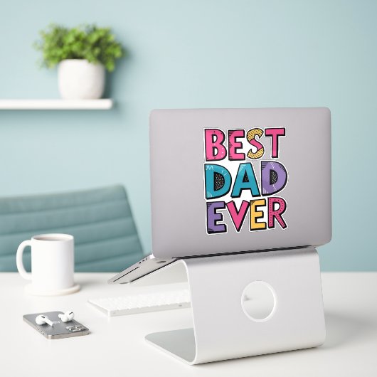 Beste papa ooit sticker (Laptop op bureau)