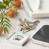 Beste Papa Ooit Superheld Vaderdag Illustratie Sleutelhanger (Zijkant)