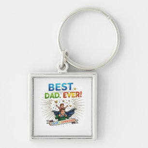 Beste Papa Ooit Superheld Vaderdag Illustratie Sleutelhanger