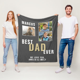 Beste papa ooit Trendy Father`s Day 3 Foto's Fleece Deken