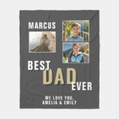 Beste papa ooit Trendy Father`s Day 3 Foto's Fleece Deken (Voorkant)