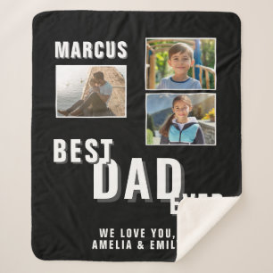Beste papa ooit Trendy Father`s Day 3 Foto's Sherpa Deken