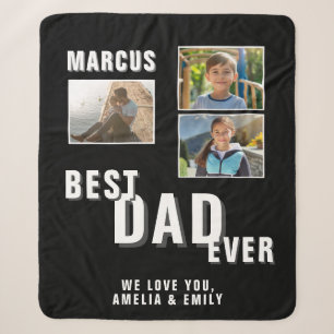 Beste papa ooit Trendy Father`s Day 3 Foto's Sherpa Deken