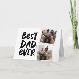 Beste papa ooit trendy twee foto zwart Vaderdag Kaart