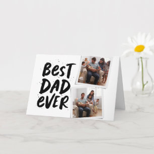 Beste papa ooit trendy twee foto zwart Vaderdag Kaart