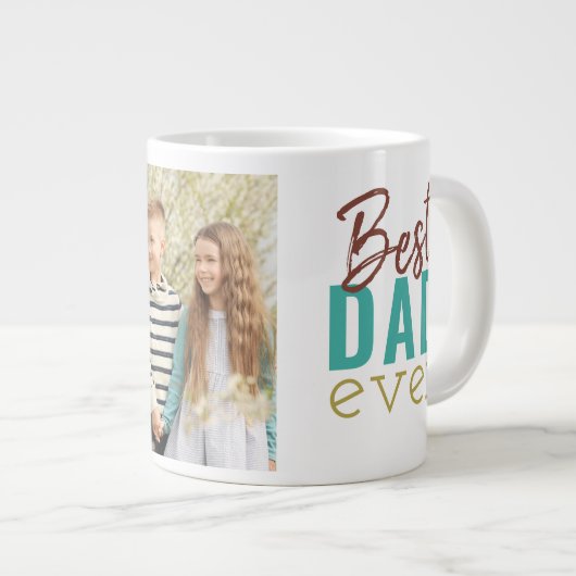 Beste papa ooit Typografie en Aangepaste Foto Grote Koffiekop (Voorkant rechts)