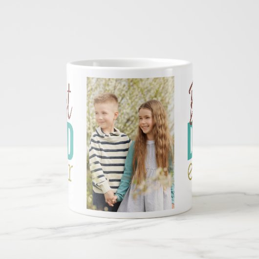 Beste papa ooit Typografie en Aangepaste Foto Grote Koffiekop (Voorkant)