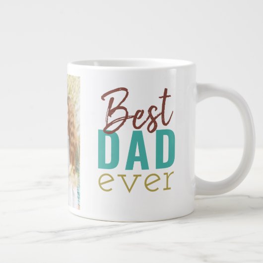 Beste papa ooit Typografie en Aangepaste Foto Grote Koffiekop (Rechts)