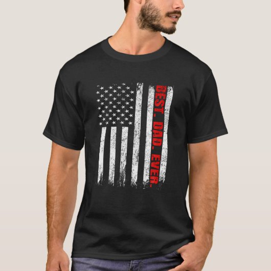 Beste papa ooit USA Flag Vaders Dag Brandweerman R T-shirt (Voorkant)