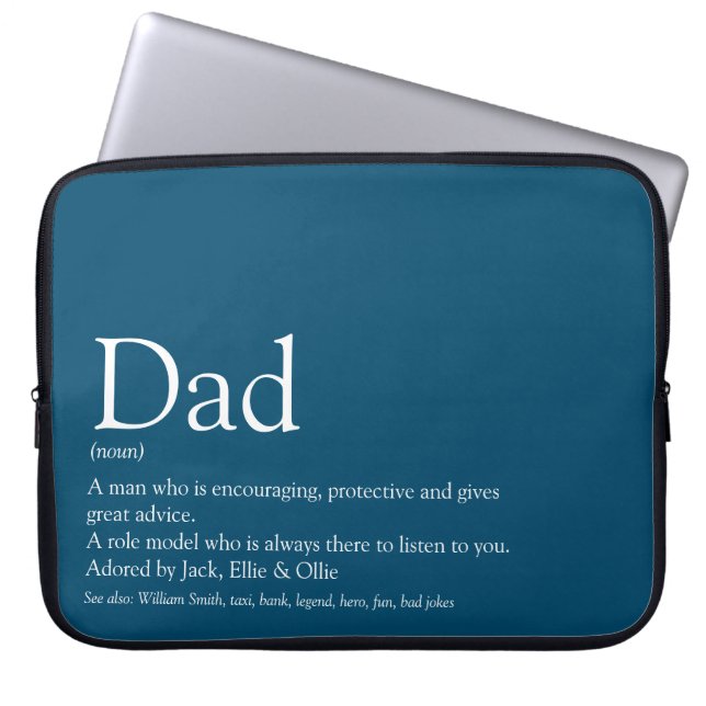 Beste Papa Ooit Vader Daddy Definitie Blauw Laptop Sleeve (Voorkant)
