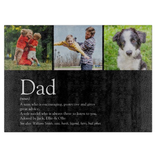 Beste Papa Ooit Vader Definitie Foto Zwart Snijplank (Voorkant)