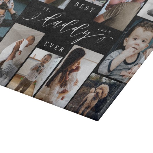 Beste papa ooit | Vaderdag 12 Fotocollage Snijplank (Hoek)