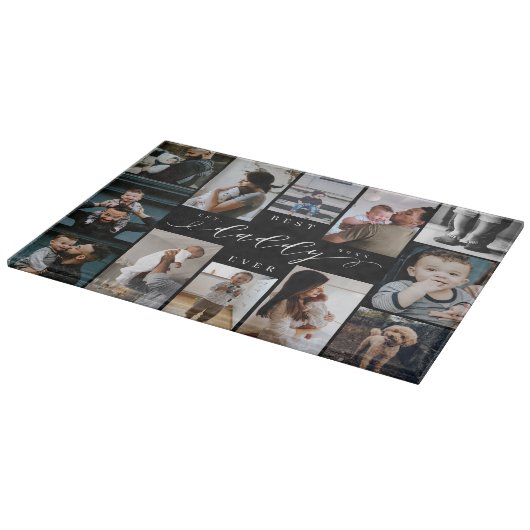 Beste papa ooit | Vaderdag 12 Fotocollage Snijplank (Hoek)