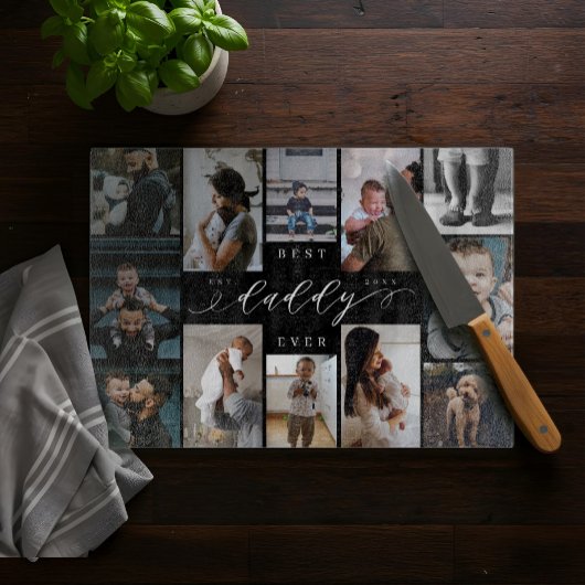 Beste papa ooit | Vaderdag 12 Fotocollage Snijplank